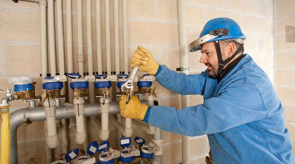 Professional plumber in South Jersey performing winterization and pipe maintenance on residential plumbing system