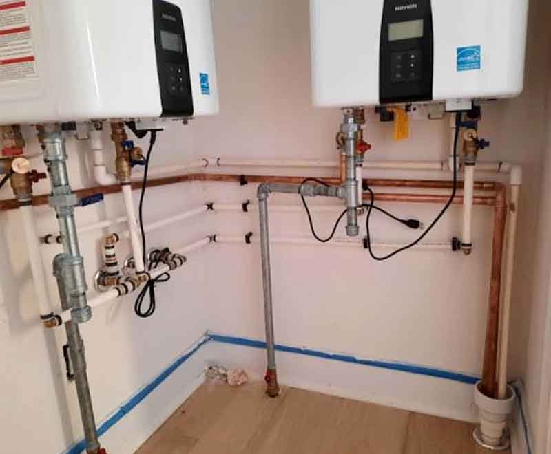 Cascade tankless water heater system installation by L.F. Fenimore Plumbing and HVAC in South New Jersey